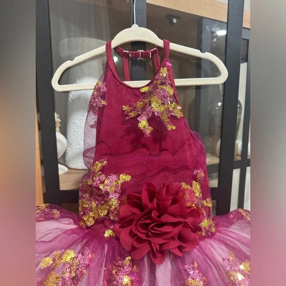 Revolution Fairy Maroon Ballet Dance Costume Sequined burgundy toddler tutu